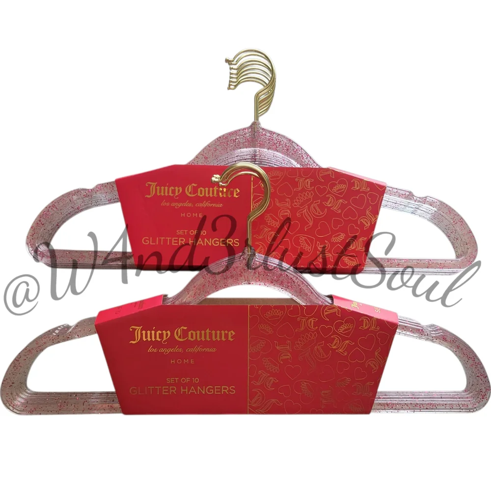 Juicy Couture Pink Gold Glitter Hangers Two Sets (20 Hangers Total) NWT